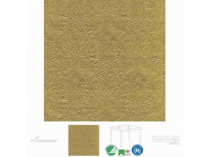 Slavnostní papírové ubrousky s reliéfem Moments Ornament Gold, 40x40cm, Paper+Design