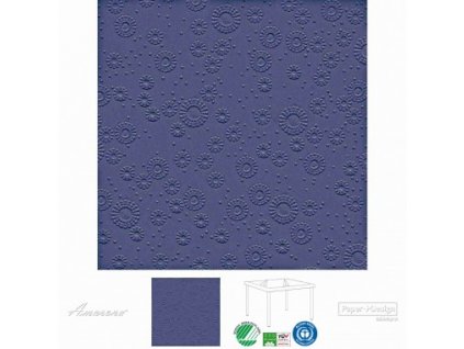 Papírové ubrousky Moments UNI Tmavě modré, reliéfní, 33x33cm, Paper+Design