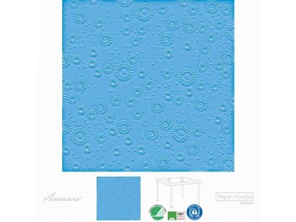 Papírové ubrousky Moments UNI Aqua blue, reliéfní, 33x33cm, Paper+Design