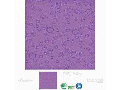 Papírové ubrousky Moments UNI Purple, reliéfní, 40x40cm, Paper+Design