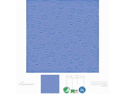Papírové ubrousky Moments UNI Blue, ražené, 40x40cm, Paper+Design
