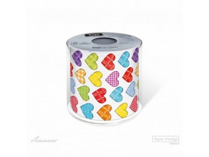 Toaletní papír s barevnými srdíčky, 3 vrstvy, dárkové balení, Paper+Design