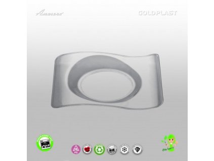 Plastový mini talířek na "finger food" Forma, 8 cm x 6,6 cm, čirý