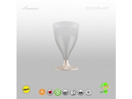 Nerozbitné plastové sklenice na víno Cheers, 200 ml, krémová stopka