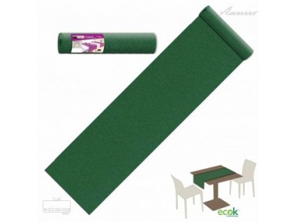 Netkaná šerpa na stůl, jednobarevná Verde-tmavě zelená, 40 cm x 24 m, balení Service