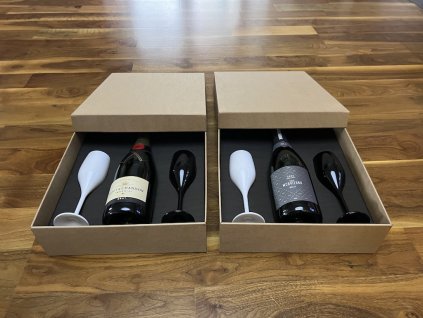 Luxusní krabička na 2 sklenice a láhev šampusu, nebo prosecca hnědá