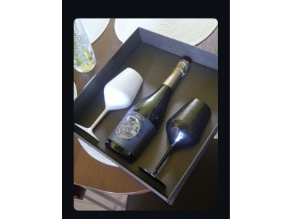 Luxusní darková krabička VIP 2 sklenice a láhev prosecca