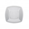 Mělký plastový talíř, 23x23cm, nerozbitný, bílý