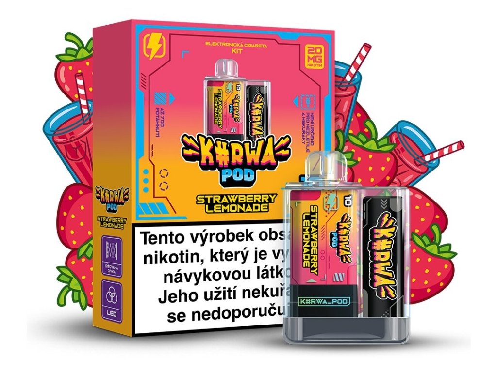 KURWA POD KIT STRAWBERRY LEMONADE 20 MG - předplněné pody