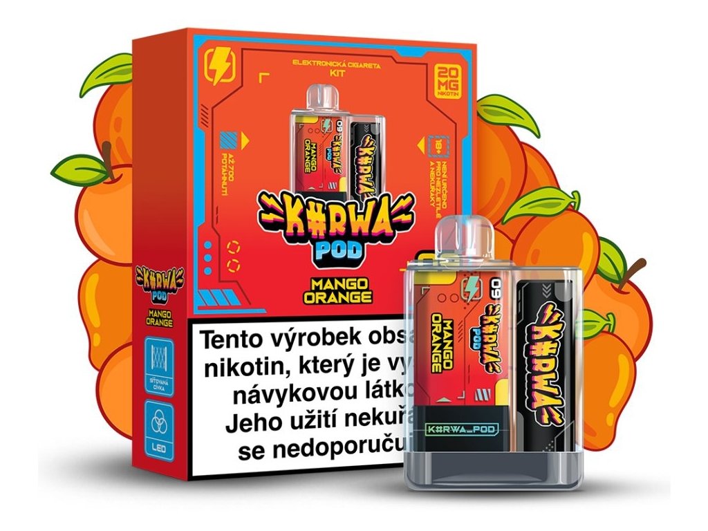 KURWA POD KIT MANGO ORANGE 20 MG - předplněné pody