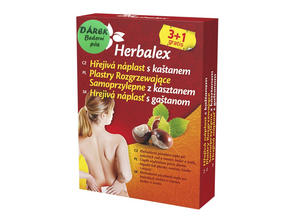Hřejivé náplasti s kaštanem 3+1GRATIS dárek bederní pás+kaštanový balzám