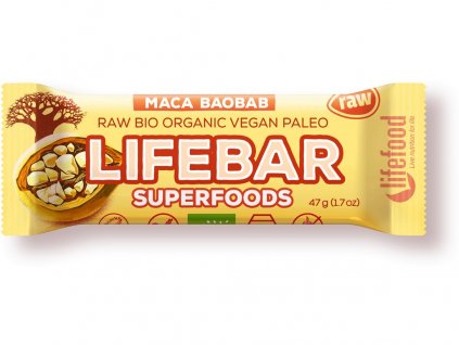 Bio tyčinka Lifebar Superfoods s macou a baobabem 47g