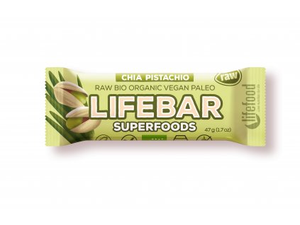 Bio tyčinka Lifebar Superfoods s chia sem. a pistáciemi 47g