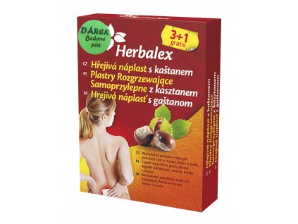 Herbalex Hřejivé náplasti s kaštanem 3+1GRATIS dárek bederní pás