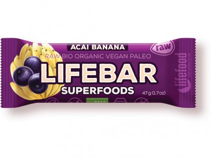 Bio tyčinka Lifebar Superfoods acai banán 47g