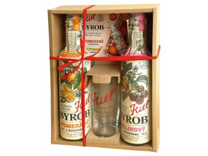 Syrob dárkové balení Malina a Pomeranč (2x500ml + sklenička)