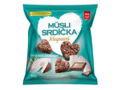 Musli srdíčka křupavá s čokoládou a kokosem 50g