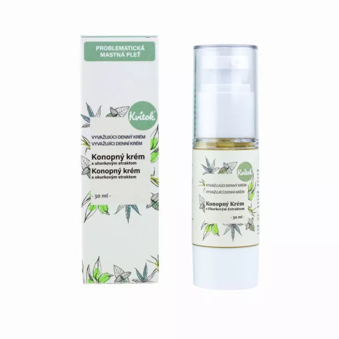 Konopný denní krém s okurkovým extraktem 30 ml Kvitok