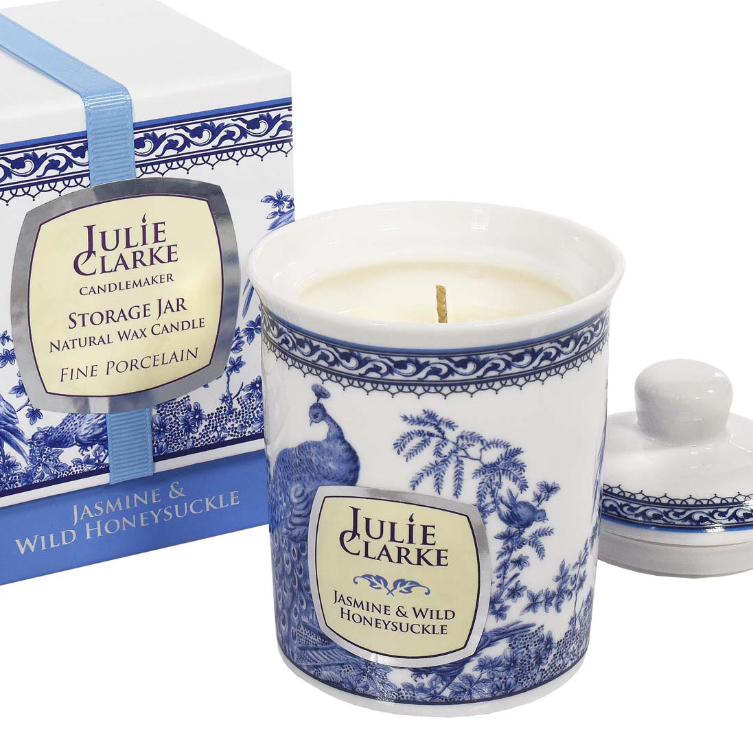 Svíčka Blue Peacock 150g Julie Clarke vůně: Jasmín a Zimolez