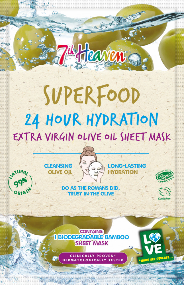 Levně Montagne Jeunesse (7th Heaven) Superfood 24h Hydratační maska na ubrousku Extra Virgin olivový olej 1 ks 7th Heaven