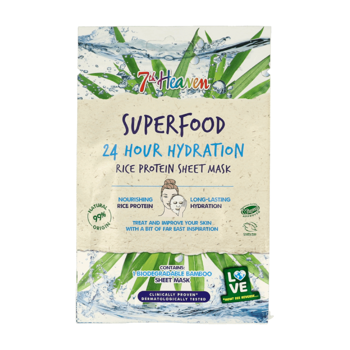 Superfood 24h Hydratační maska na ubrousku Rýžový protein 7th Heaven