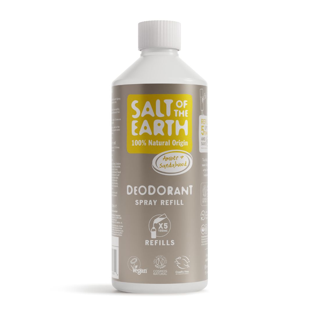 Doplňovací náplň minerální deodorant ve spreji AMBER + SANDALWOOD 500ml Salt of the Earth