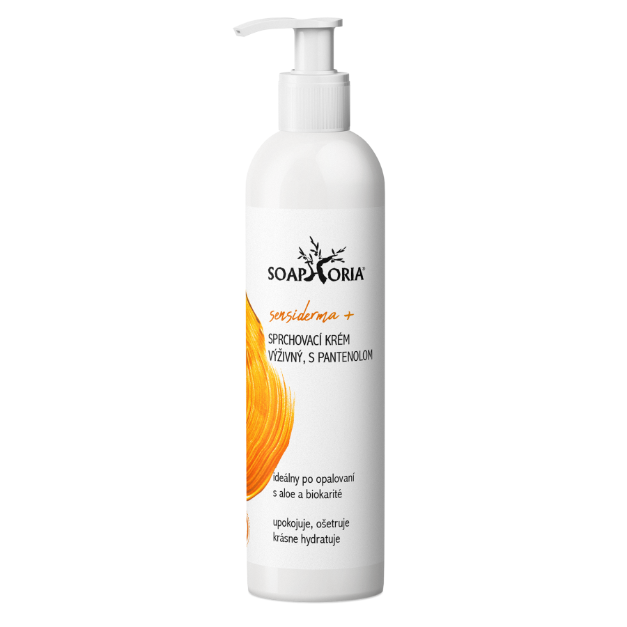 Levně Výživný a zklidňující sprchový krém po opalování Sensiderma+ s Aloe vera a Panthenolem 250 ml Soaphoria