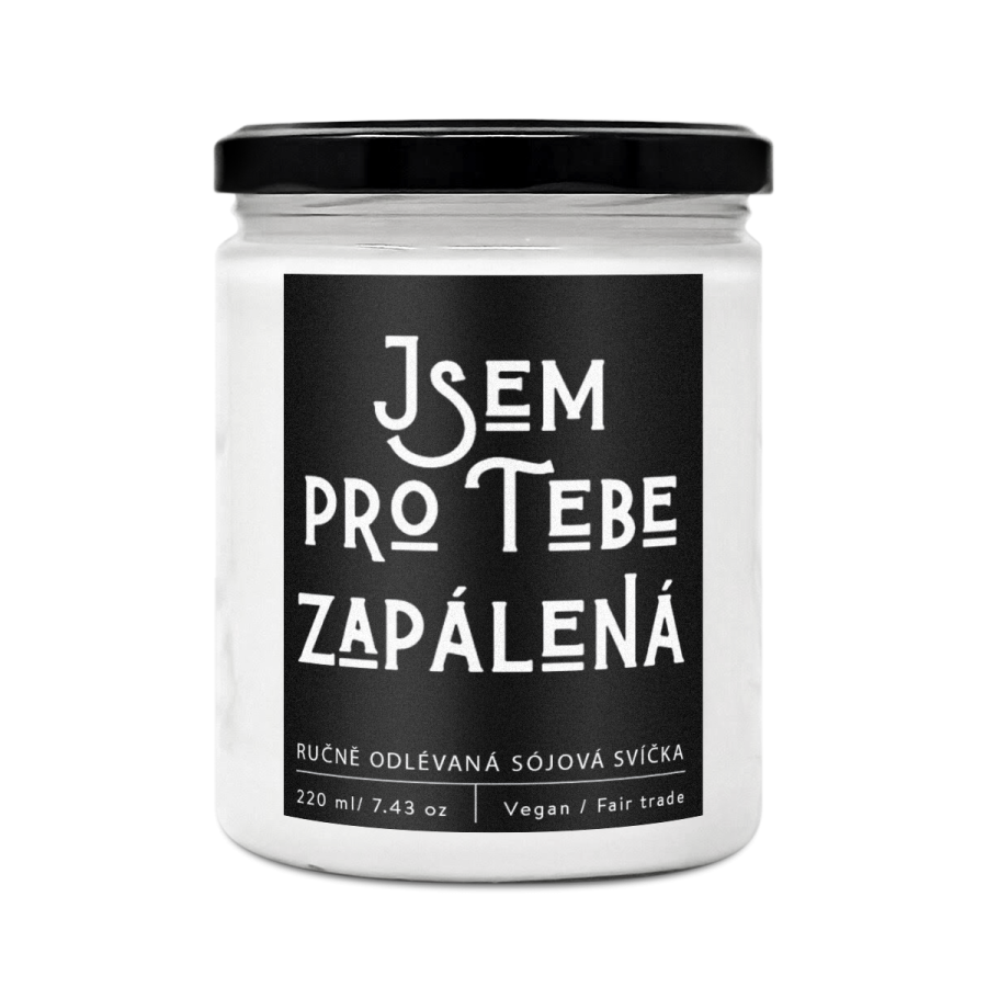 Designová handmade svíčka JSEM PRO TEBE ZAPÁLENÁ s vůní perníkového koření 220ml Soaphoria