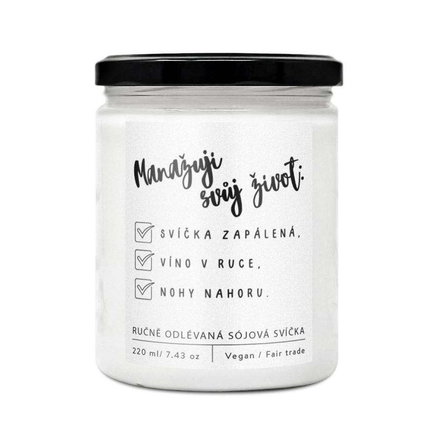 Designová handmade svíčka VRCHOLOVÝ MANAGEMENT s vůní ovocného punče 220 ml Soaphoria