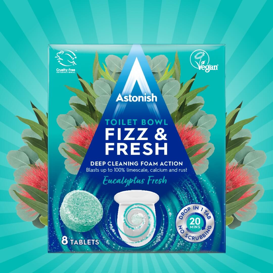 Tablety na čištění záchodové mísy Fizz & Fresh s vůní eukalyptu 8ks Astonish