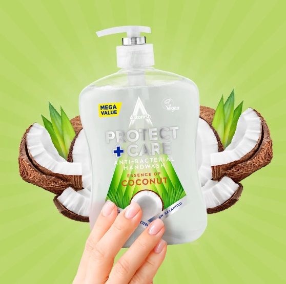 Antibakteriální tekuté mýdlo Protect and Care Coconut s vůní kokosu 650ml Astonish