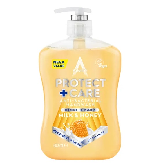 Antibakteriální tekuté mýdlo Protect and Care s vůní Milk and Honey 600ml Astonish