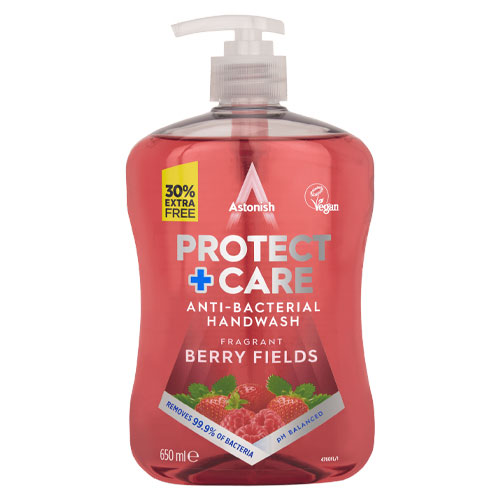 Antibakteriální tekuté mýdlo Protect and Care s vůní Berry fields 650ml Astonish