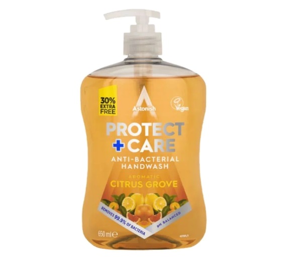 Antibakteriální tekuté mýdlo Protect and Care s vůní Citrusů 650ml Astonish