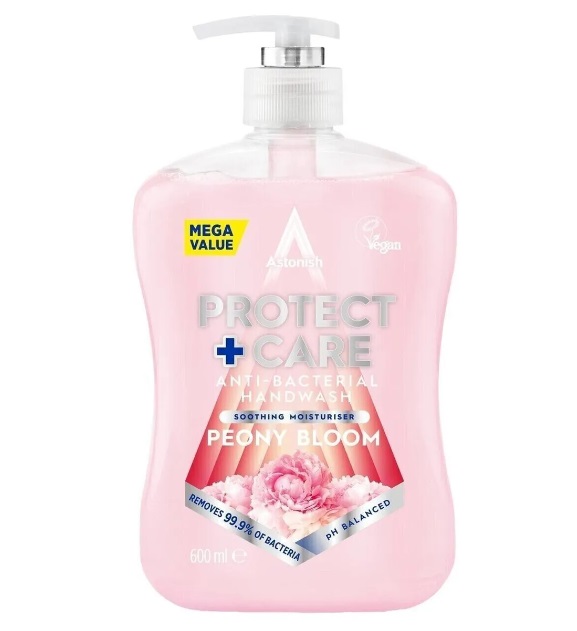 Antibakteriální tekuté mýdlo Protect and Care s vůní Pivoňka 600ml Astonish