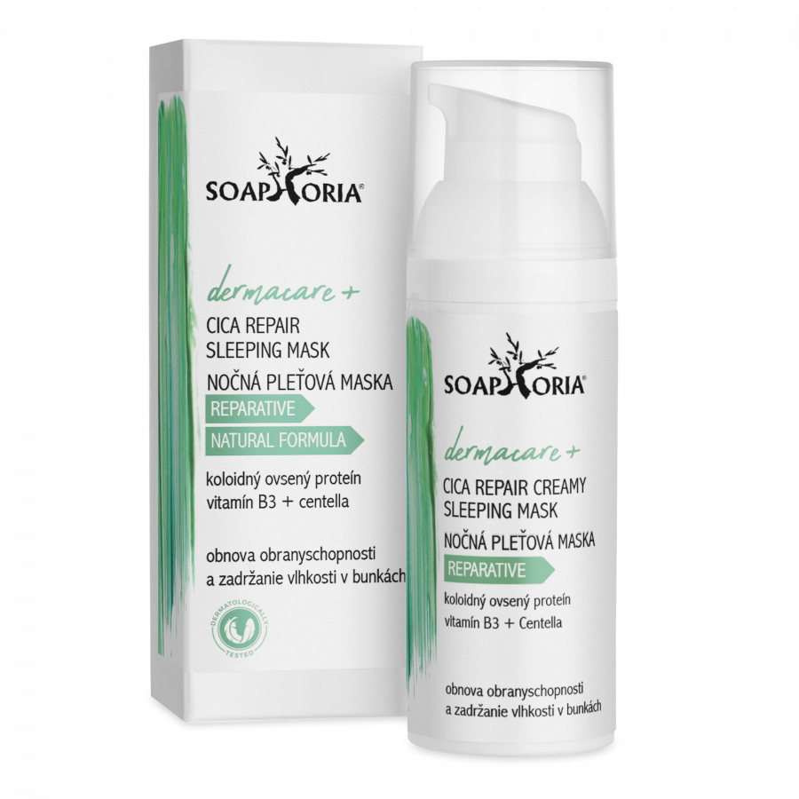 Noční regenerační maska Cica Repair s Vitamínem B3 Dermacare+ 50ml Soaphoria