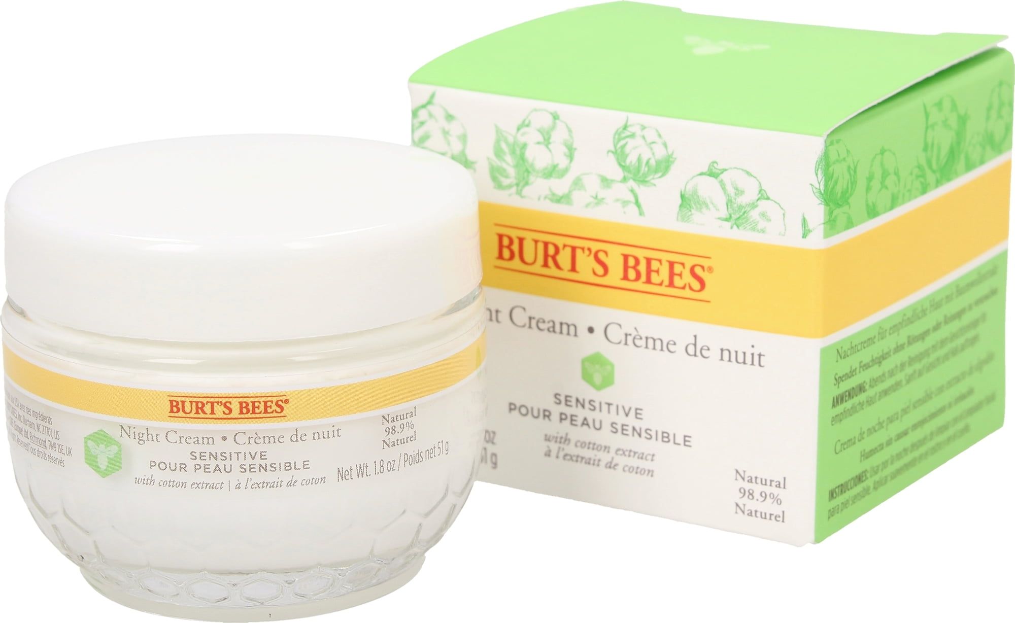 Levně Noční krém pro citlivou pleť 51 g Burt's Bees