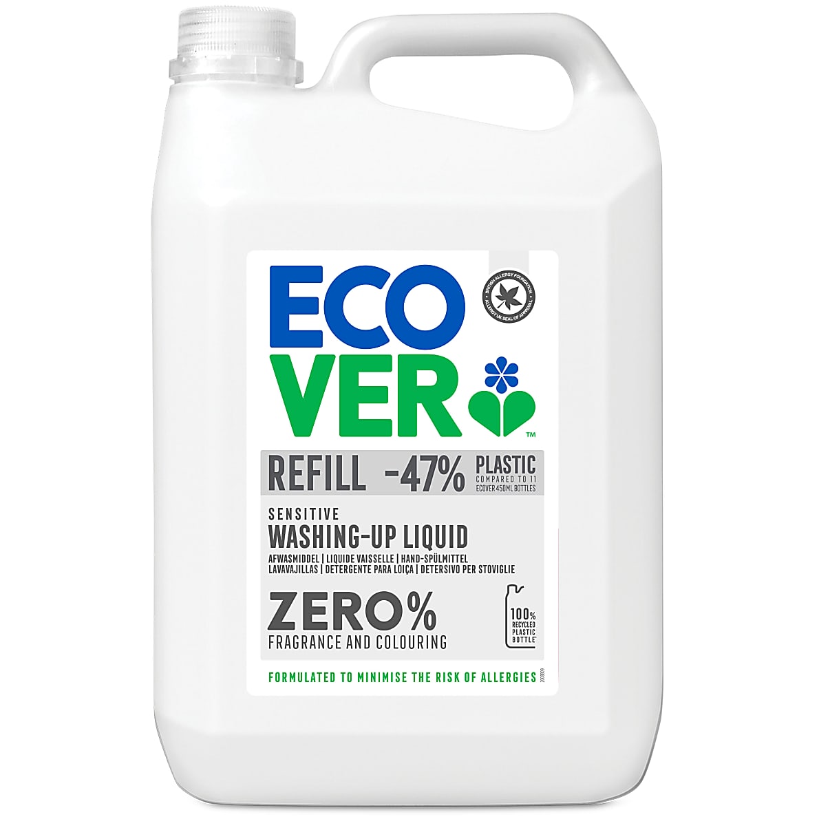Levně Prostředek na mytí nádobí ZERO Sensitive REFILL 5 l Ecover