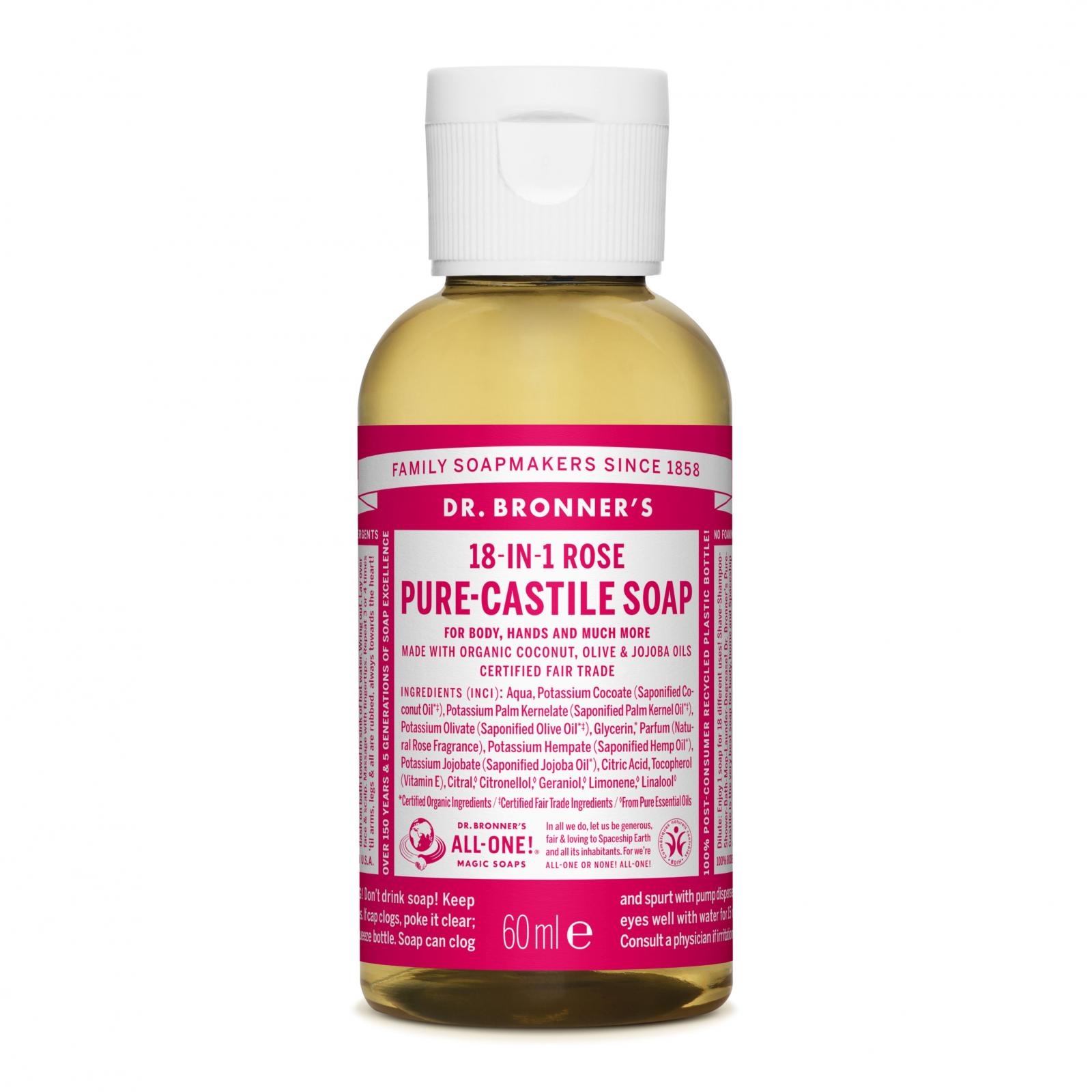 Levně Dr. Bronner´s Tekuté universální mýdlo ALL-ONE! Rose 60 ml Dr. Bronner's