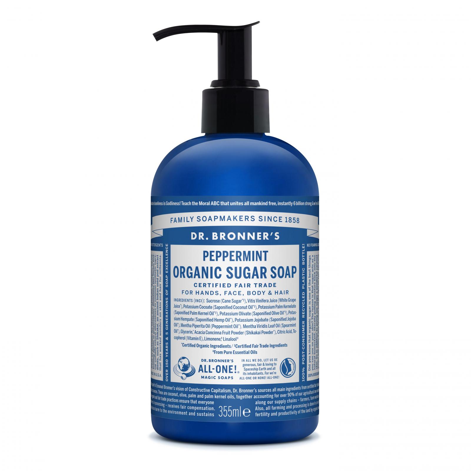 Levně Dr. Bronner´s Tekuté mýdlo na tělo i vlasy 4 v 1 Peppermint 355 ml Dr. Bronner's