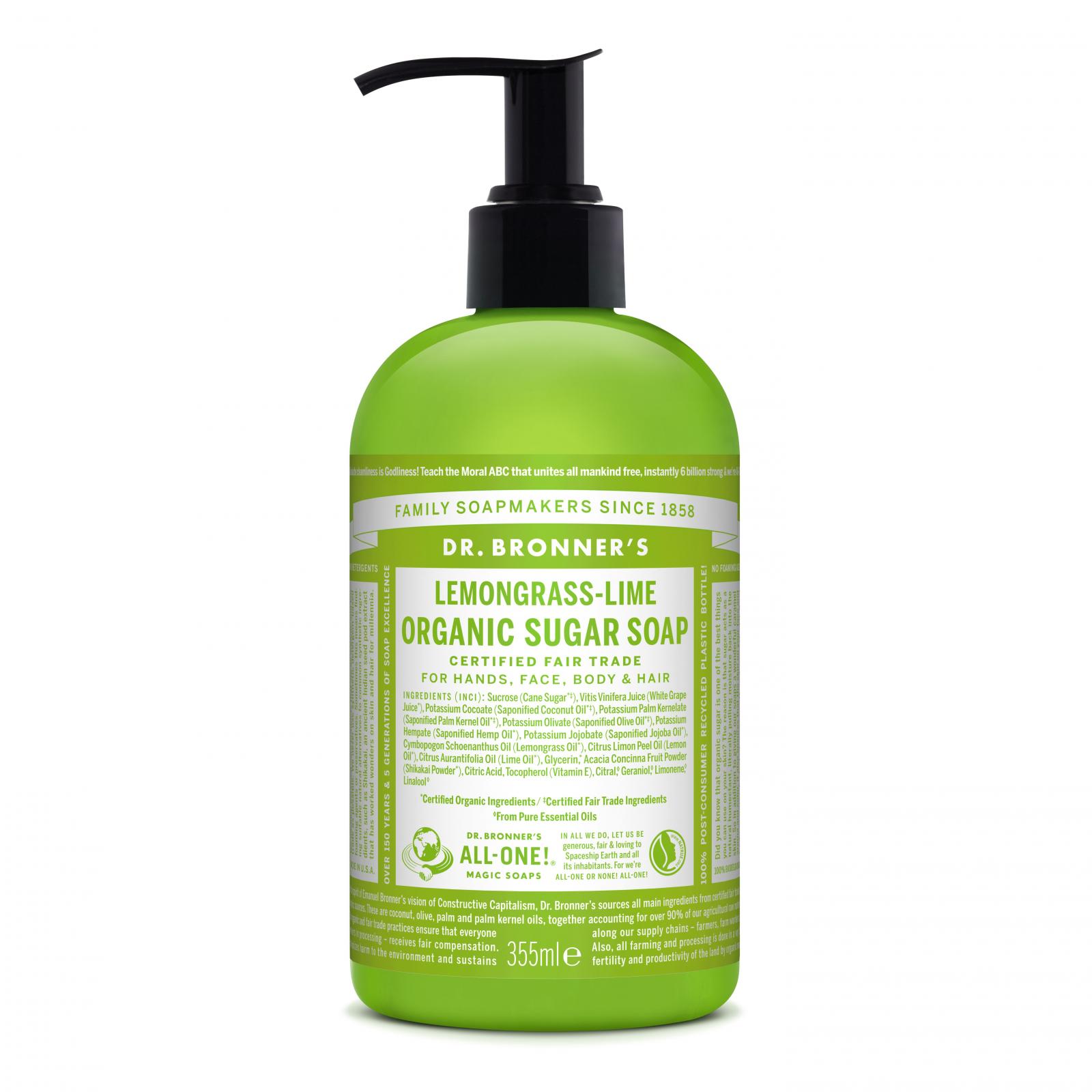 Dr. Bronner´s Tekuté mýdlo na tělo i vlasy 4 v 1 Citronová tráva - Limetka 355 ml Dr. Bronner's