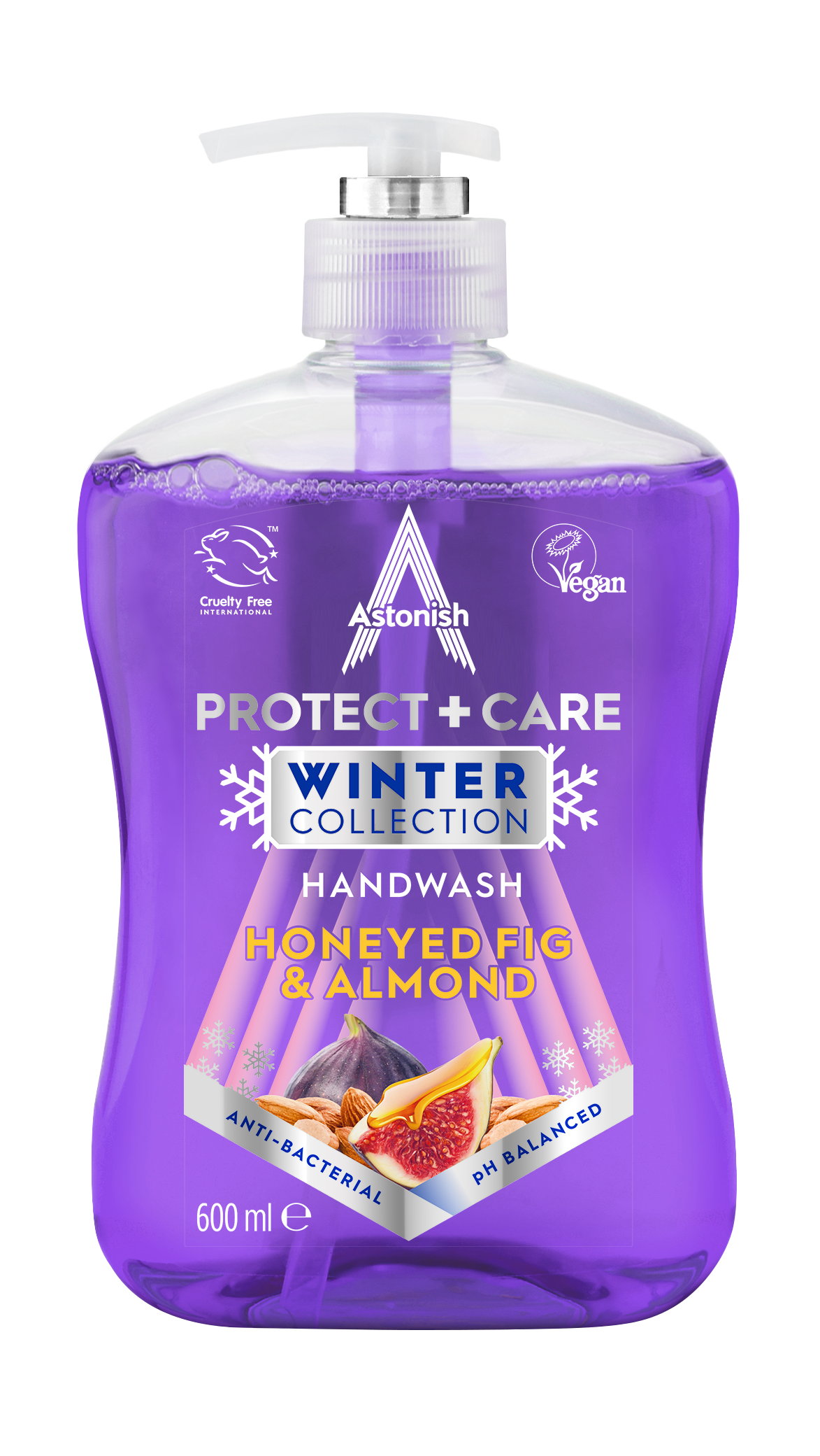 Levně Antibakteriální mýdlo na ruce Protect & Care s medem, fíky a mandlemi 600 ml Astonish