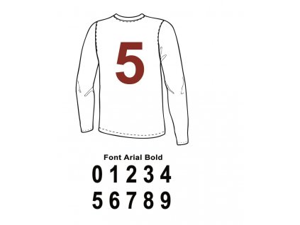 Potisk textilu - Číslo na dres 0 až 9 (ARIAL)