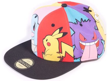 Snapback čepice - kšiltovka Pokémon: Multi Pop Art (nastavitelná) polyester