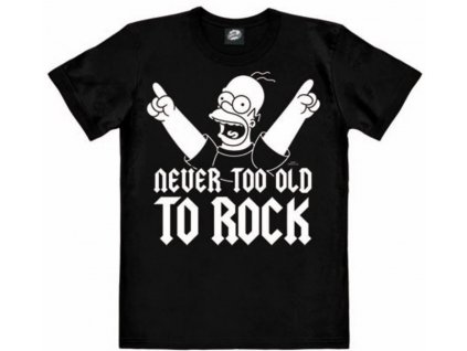 Pánské tričko The Simpsons: Homer - Never Too Old To Rock  černé