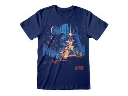 Pánské tričko Star Wars|Hvězdné války: New Hope Vintage Characters  modré bavlna