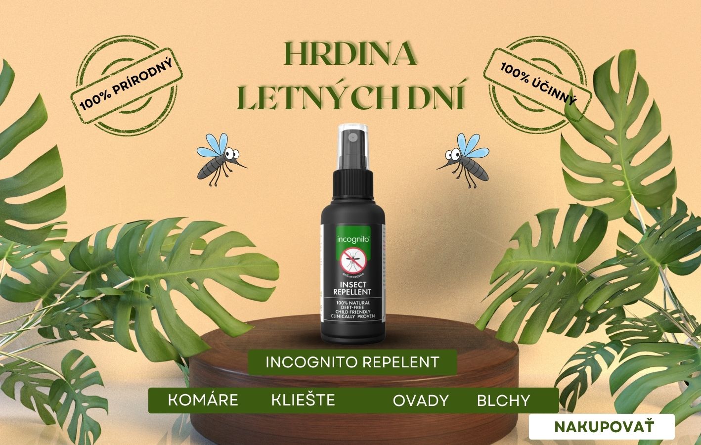 Incognito 100% prírodný repelent proti komárom a kliešťom