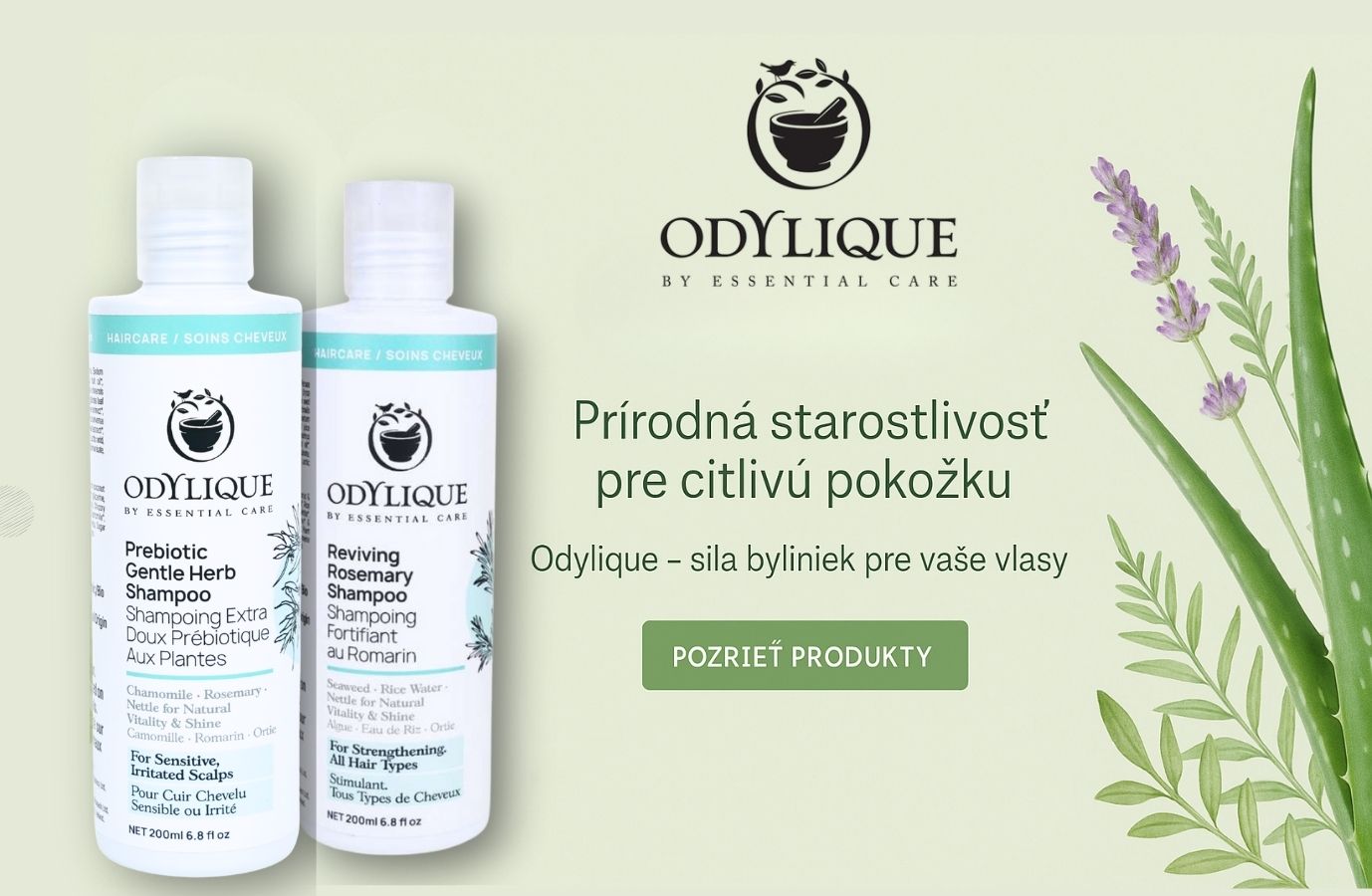 Prírodná starostlivosť o citlivú pokožku - šampony a kondicionéry Odylique