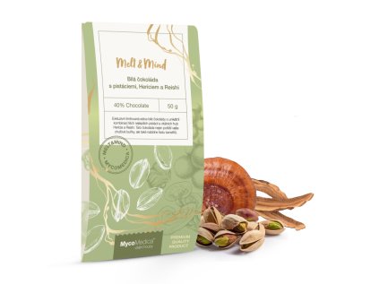 Biela čokoláda s pistáciami, Hericius a Reishi LIMITOVANÁ EDÍCIA