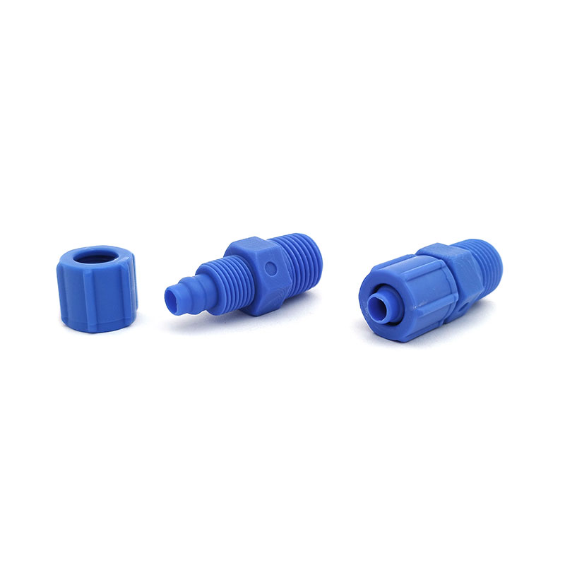 Blaue Steckverschraubung für Schläuche 6/4 mm 1/4"